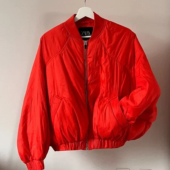 ZARA Orange Cropped Puffer Jacket - Picture 3 of 11